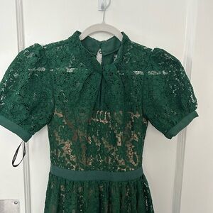 Self-Portrait Green Puff Sleeve Sundress